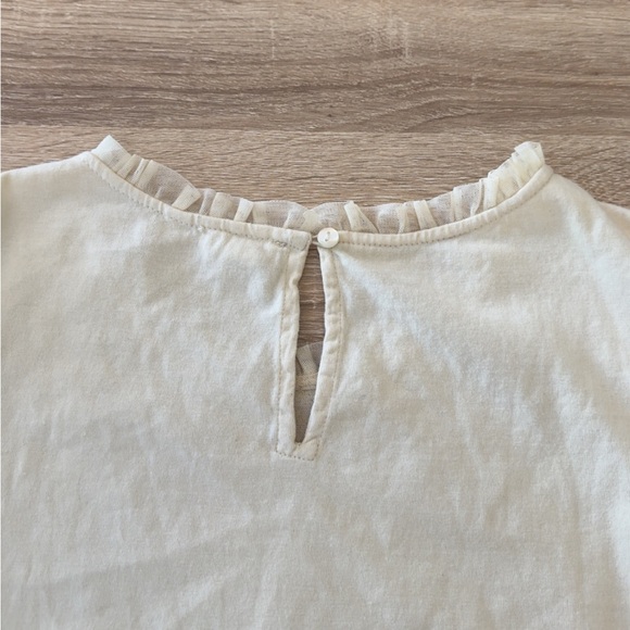 Anthropologie Forever That Girl‎ Ivory Sequin Tulle Short Sleeves Top Medium - Picture 8 of 9